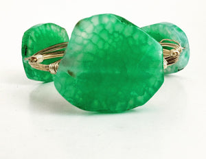 the BOBBY Bangle with Natural Sliced Agate - Aqua