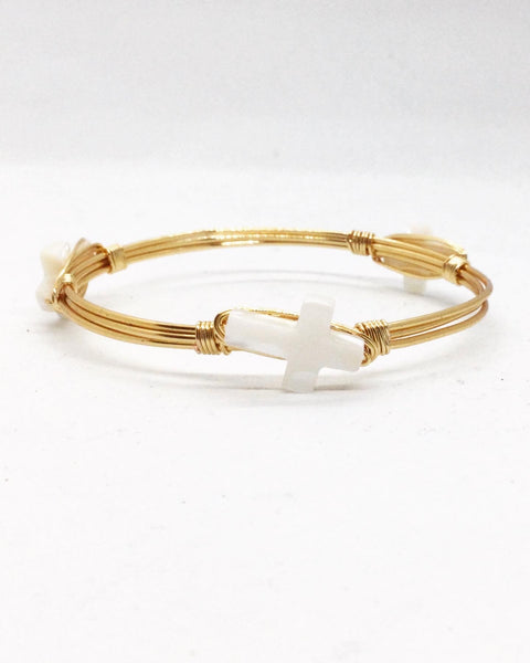 the BOBBY Bangle with Natural Cross Shell