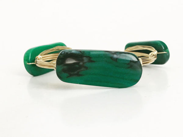 the BOBBY Bangle with Natural Agate Stone