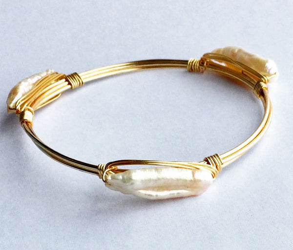 the BOBBY Bangle with Stick Fresh Water Pearl